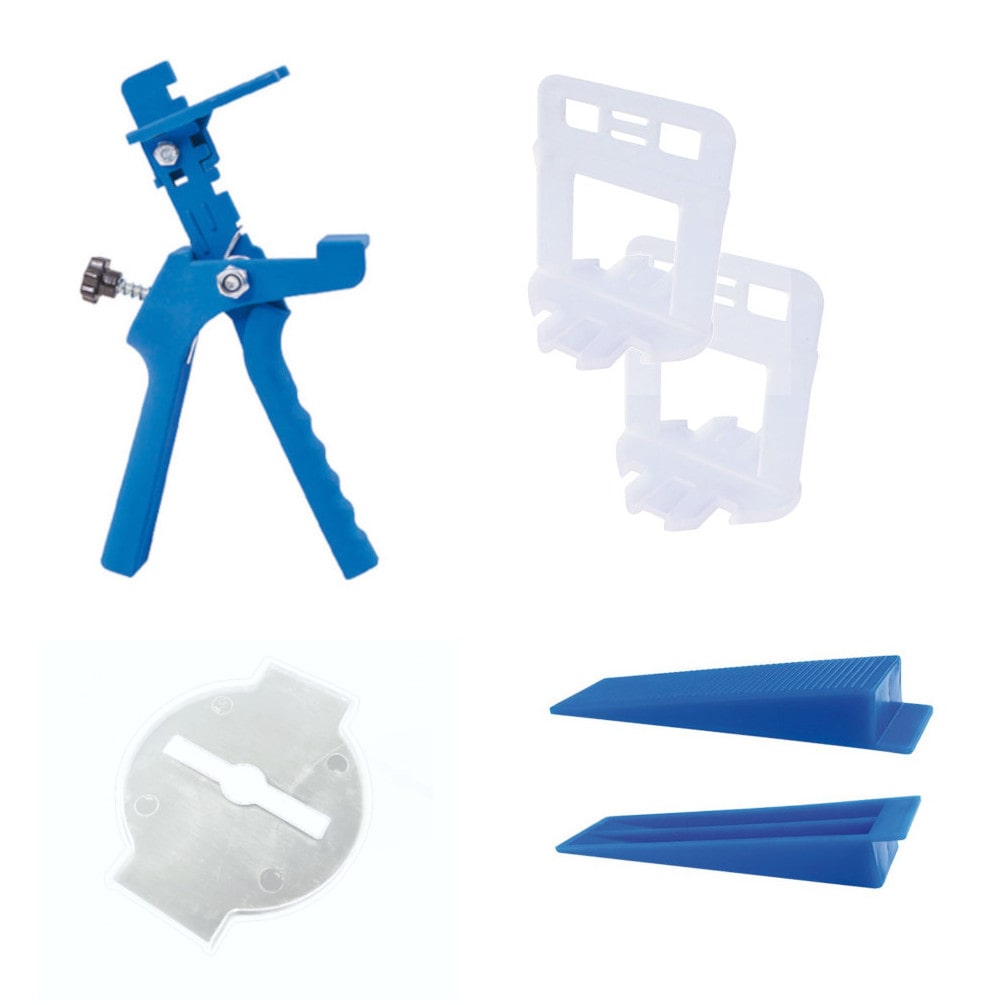 DIAMWOOD - Kit Pose Carrelage 301 Pièces - 100 Croisillons Autonivelants 2 mm + 100 Cales + 100 Bagues De Protection + Pince Réglable - Nivellement Pr