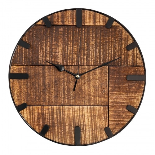 Wanduhr Holz ø 30 cm Uhr 2. Wahl Wohnzimmeruhr modern rund aus Holz Vintage lautlos Mangoholz massiv