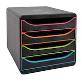 thumbnail of Exacompta - Réf. 310914D - BIG-BOX - Caisson 4 tiroirs - Dimensions extérieures : Prof. 34,7 x l 27,8 x H 26,7 cm - Noir/Arlequin/Noir