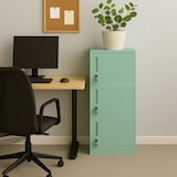 thumbnail of Cacifo HWC-P63, cofre de segurança Armário de cacifo 3 portas, 90x38x45cm aço ~ verde menta