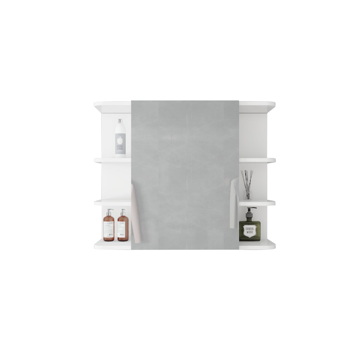 ML-Design Spiegelschrank Weiß 80x64x21 cm, Badezimmerschrank mit Tür & 8 Ablagen, MDF-Holz, Hängeschrank mit Spiegel für Bad & WC