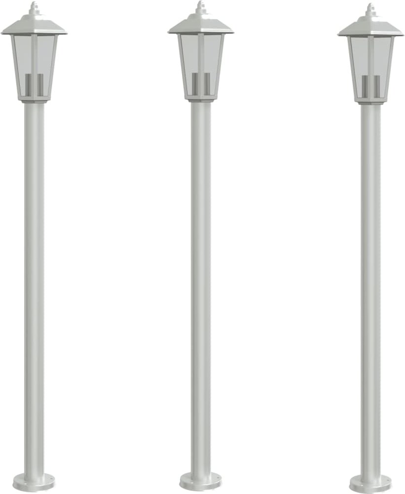 vidaXL Wegeleuchten 3 Stk. Silbern 120 cm Edelstahl