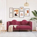 thumbnail of vidaXL Sofa mit Kissen 2-Sitzer Weinrot Samt
