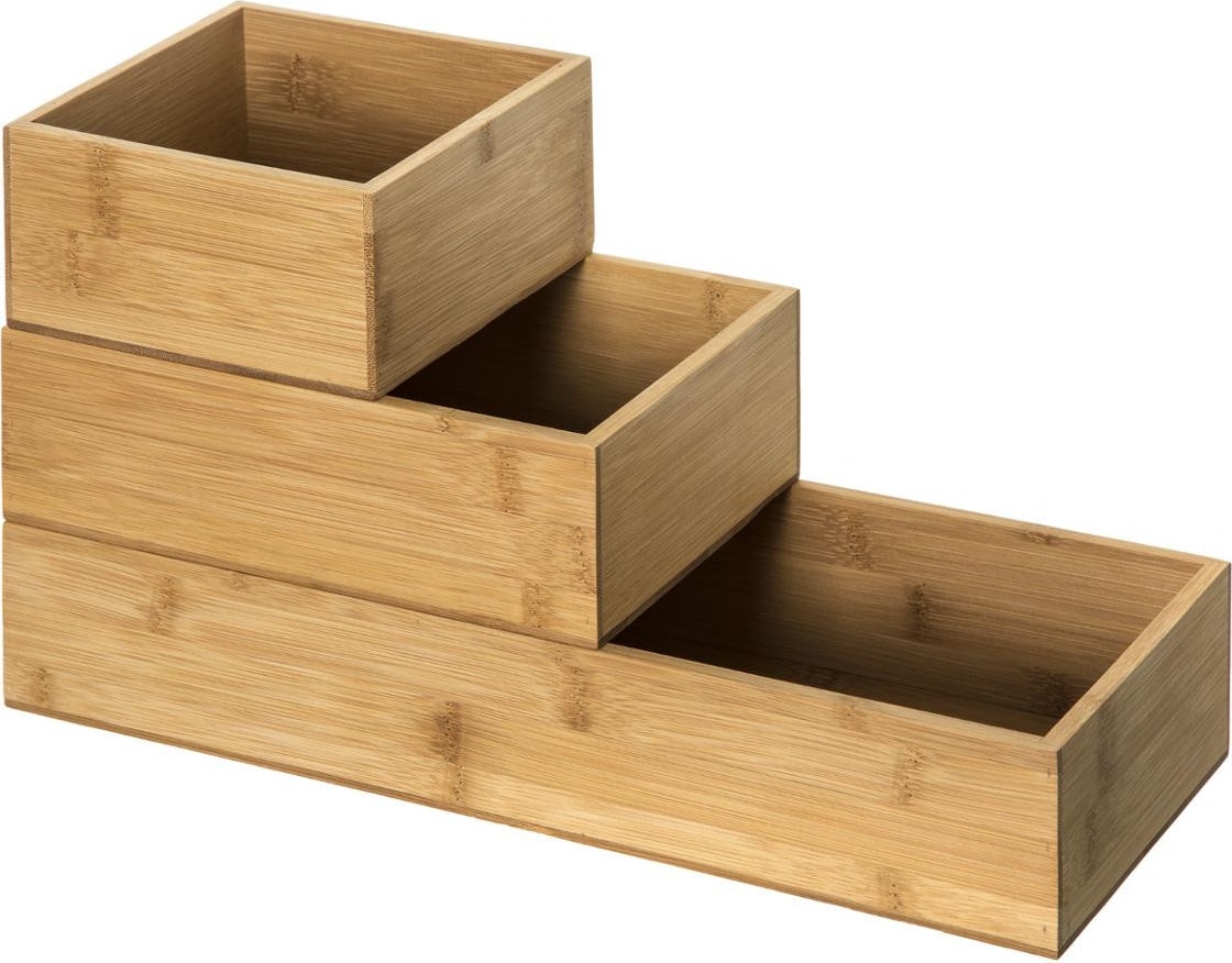 FIVE - 3 stapelbare Bambus-Organizer