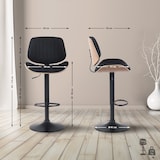 thumbnail of 2er Set Barhocker Clawson Stoff natura/schwarz/schwarz