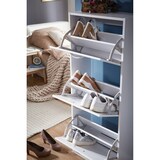 thumbnail of Schuhkipper mit 3 Fächern für 18 Paar Schuhe Schuhkommode Schuhschrank Holz Weiß