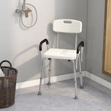 thumbnail of Silla de ducha para personas mayores taburete de baño con respaldo altura regulable antideslizante y apoyabrazos carga 136 kg