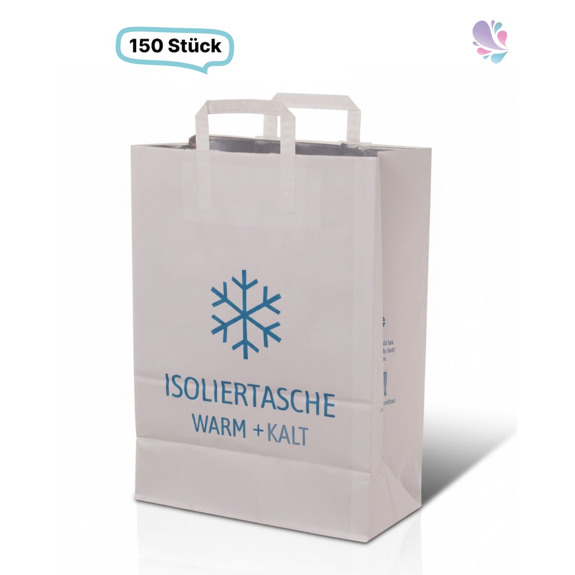 Kühltragetasche, Tiefkühltragetasche, weiß, 32x17x45cm, 150 Stück, flacher Henkel, Isoliertasche Warm + Kalt