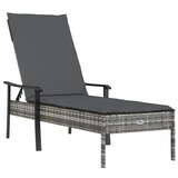 thumbnail of vidaXL Ligbedden 2 st met tafel en kussens poly rattan grijs