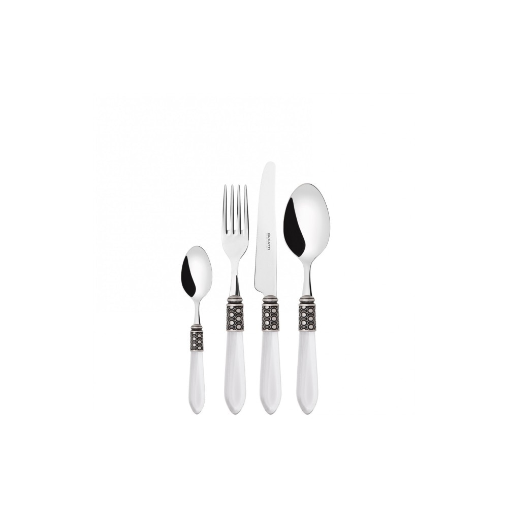 optical antiker silberring, besteckset 24 tlg. trasparenter griff, galeriebox, casa bugatti