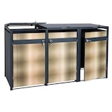 thumbnail of 3er Mülltonnenverkleidung HWC-J82, Mülltonnenbox, erweiterbar, Metall 80kg, anthrazit ~ gold