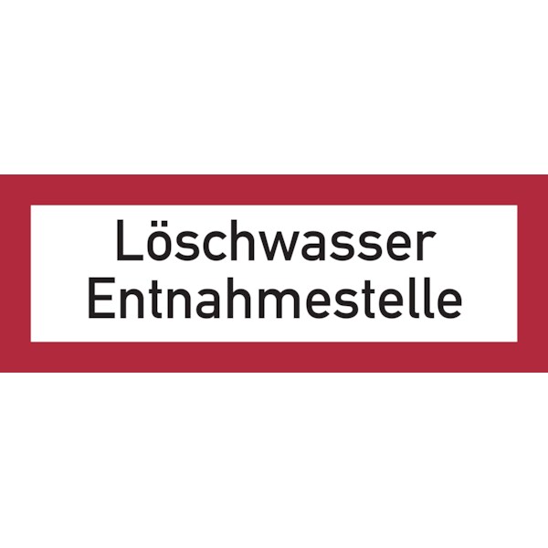 Feuerwehrschild, Löschwasser Entnahmestelle - DIN 4066 - 297x105 mm Folie selbstklebend