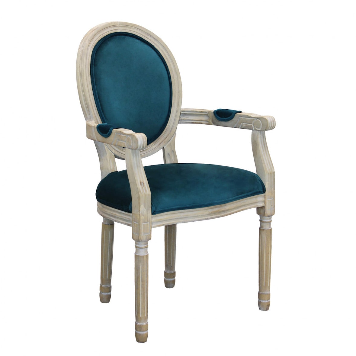 Sedia poltrona da interno in legno ecopelle velluto tessuto con seduta e schienale imbottiti Provenza -  Blue - Velluto