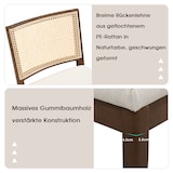 thumbnail of Merax Esszimmerstühle 4er Set, Massivholzstuhl mit Rattanlehne, Leinen-Sitz, gepolstert, atmungsaktiv & sommerlich, Nussbaum