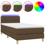 thumbnail of vidaXL Boxspringbett mit Matratze & LED Dunkelbraun 90x190 cm Stoff