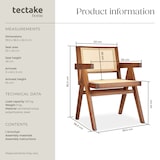 thumbnail of tectake Chaise de salle à manger cannage viennois et accoudoirs chêne foncé - 405889