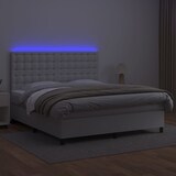 thumbnail of vidaXL Boxspringbett mit Matratze & LED Weiß 160x200 cm Kunstleder