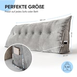 thumbnail of Björn&Schiller Rückenkissen grau 180 cm - Lesekissen für Bett und Sofa Rückenpolster für die Wand groß mit waschbarem Bezug