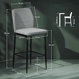 thumbnail of HOMCOM juego de 2 taburetes de bar taburetes altos de cocina con respaldo y reposapiés tapizado en terciopelo marco de acero gris