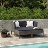 thumbnail of vidaXL 4-delige tuin loungeset met kussens poly rattan grijs