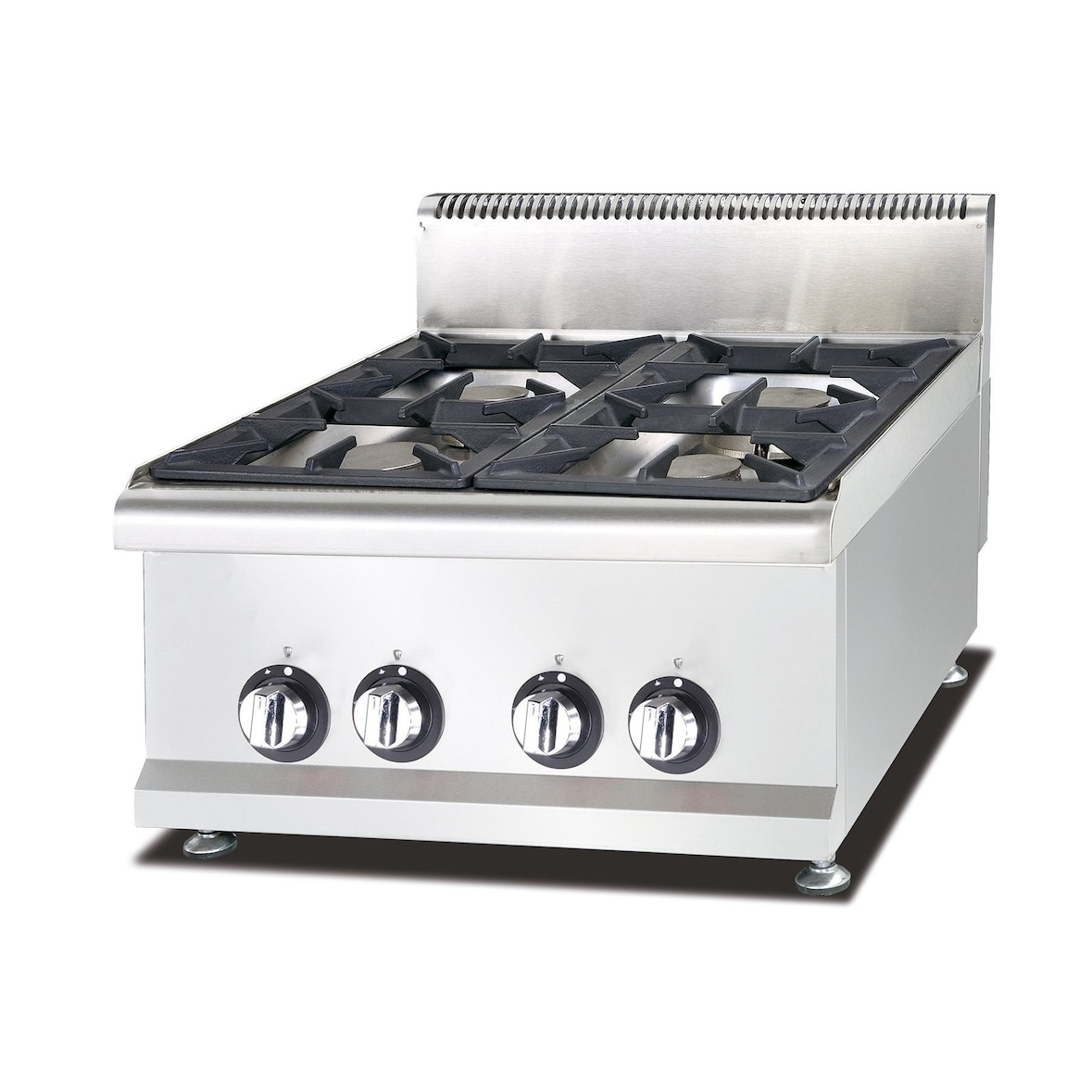 Cucina 4 fuochi professionale a gas da banco appoggio con fiamma pilota e accensione piezoelettrica 60x65x48cm