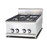 thumbnail of Cucina 4 fuochi professionale a gas da banco appoggio con fiamma pilota e accensione piezoelettrica 60x65x48cm