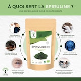 thumbnail of Spiruline Bio - Protéines Phycocyanine Fer - 100% Spiruline Pure en Poudre - Énergie - Conditionné en France - Certifié Ecocert - Vegan - 100 g