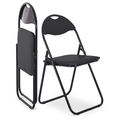 Klappstuhl 2er-Set, klappbarer Gästestuhl, gepolstert, leicht und bequem, Belastbarkeit 100 kg, Schwarz/Schwarz, Raburg Paul