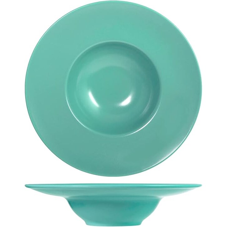 H&H Confezione 6 Piatti Pasta Lightblu Stoneware, Azzurro, Cm 28