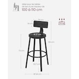 thumbnail of Helloshop26 - Conjunto de 2 banquetas altas com encosto ideais para cozinha estrutura em aço altura do assento de 732 cm fácil 12_0006196