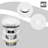 thumbnail of ML-Design Universal Ablaufgarnitur 1 1/4" mit Überlauf – Pop-Up, Keramikdeckel Weiß/Edelstahl, inkl. Dichtungen