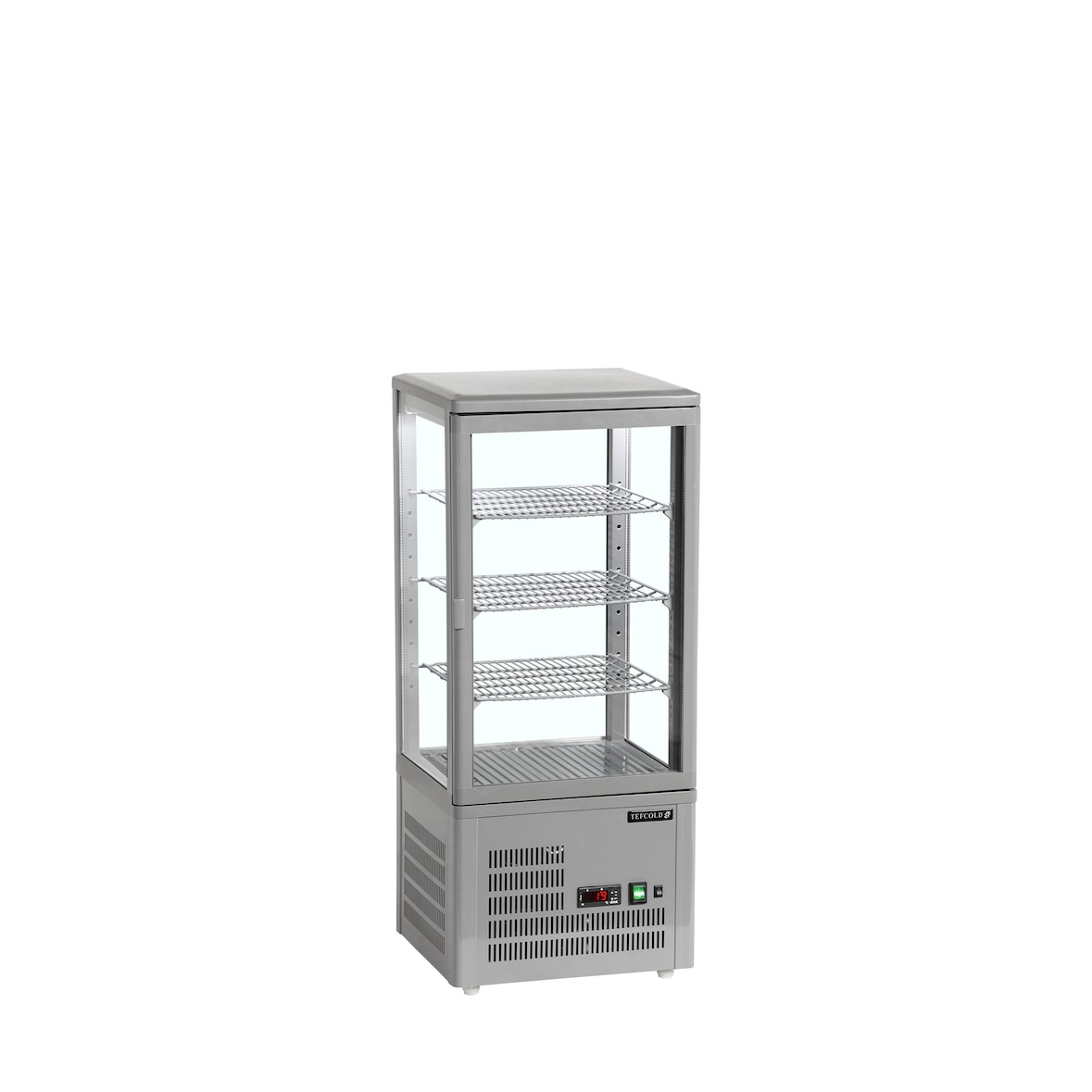 TEFCOLD Vitrina de exposición refrigerada, acero y vidrio, refrigeración profesional, Gris