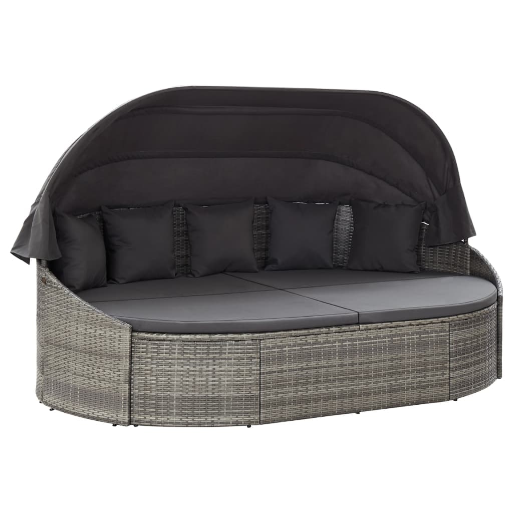 vidaXL Outdoor-Sonneninsel mit Dach Poly Rattan Grau