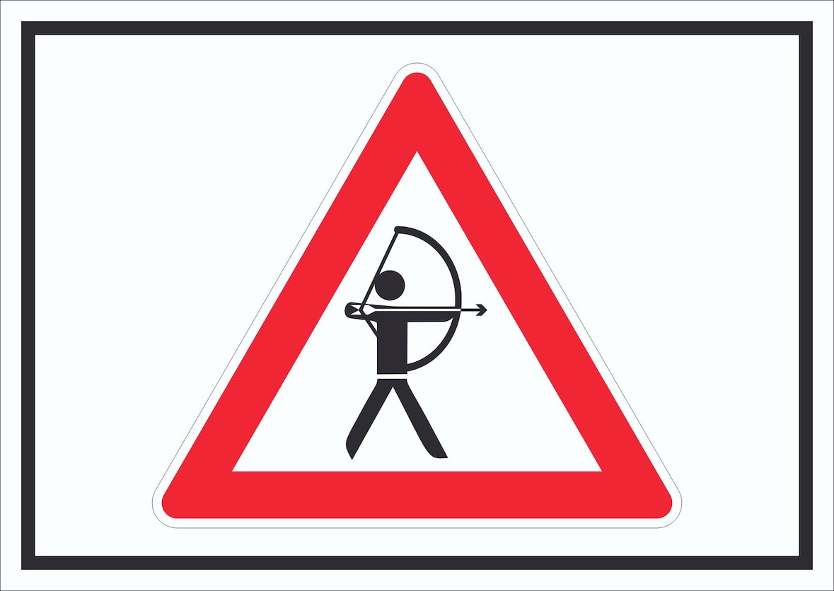 Achtung Bogenschießen Schild Symbol A4 (210x297mm)