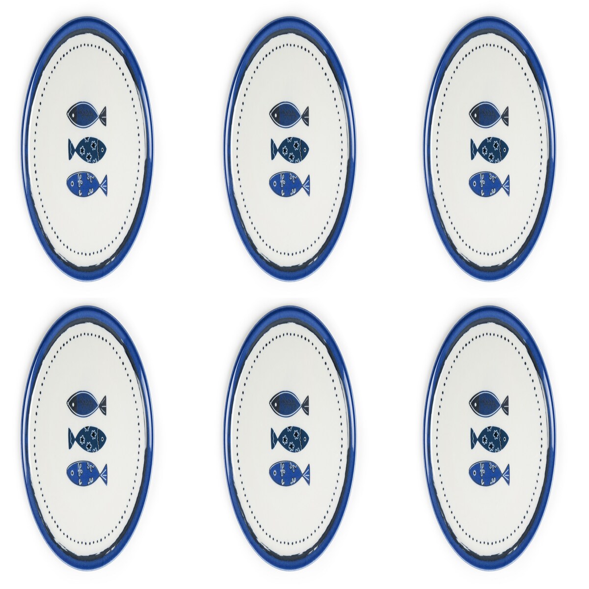 Excelsa Set Von 6 Pizzascheneider Ocean Porzellan 31 Cm Blau