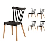 thumbnail of Lot de 4 chaises style scandinave à barreaux modèle POP - Coque en résine noire et pieds en bois