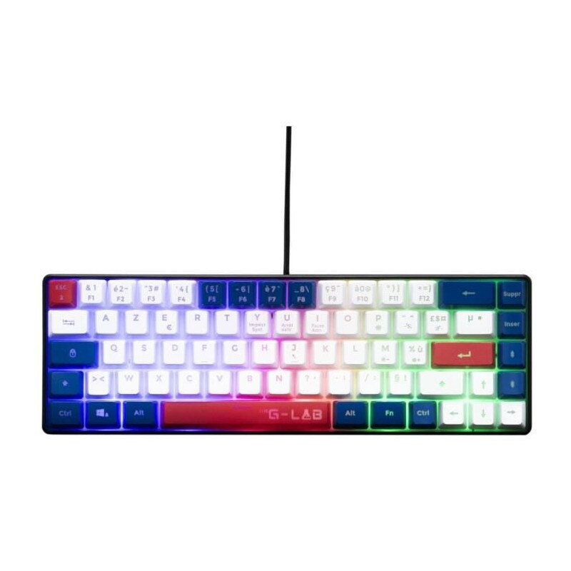 Clavier Gaming - The G-lab - Keyz-hydro-bwr/fr - Membrane 60% 3 Couleurs Touches Bleu-blanc-rouge