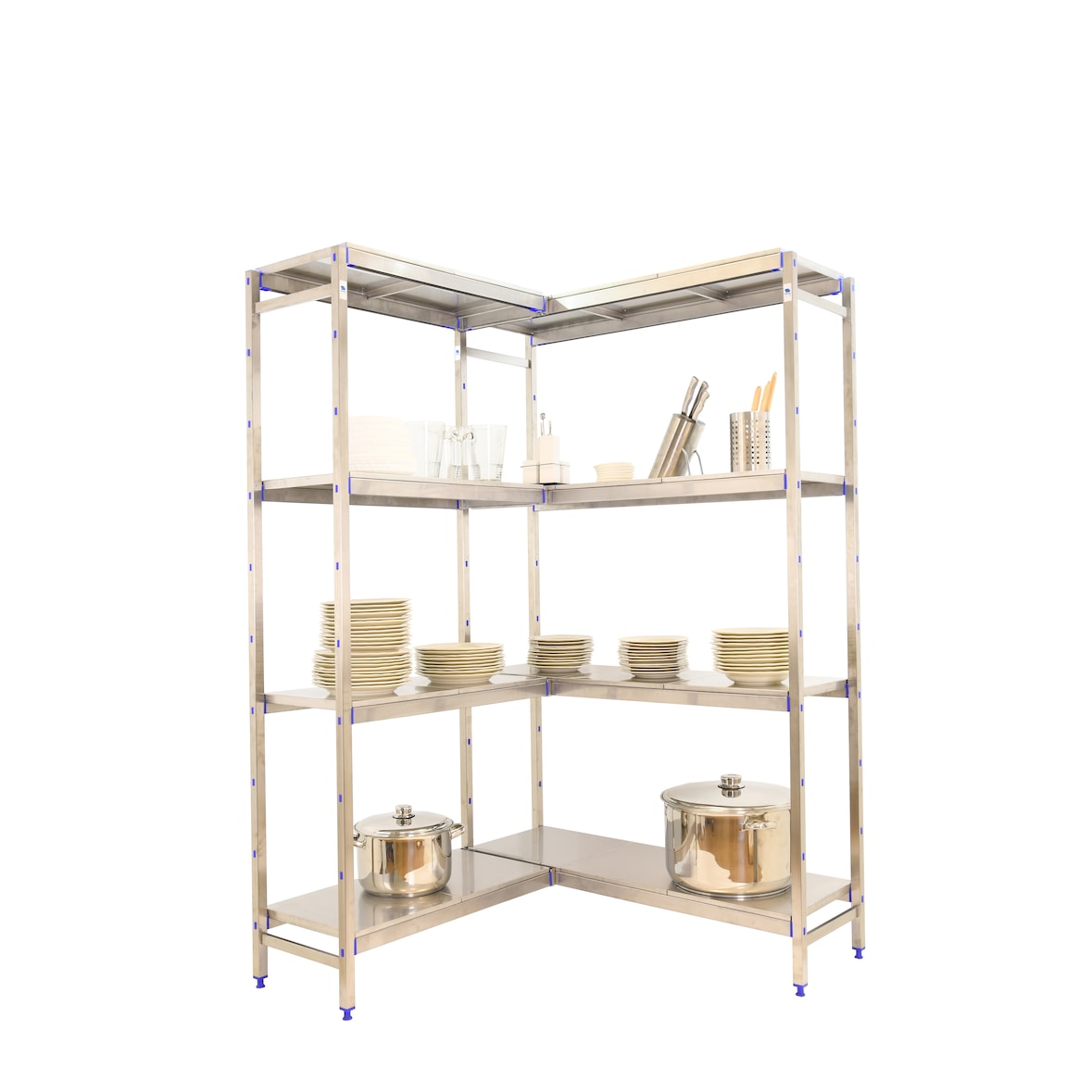 Estante de aço inoxidável corner SIMONINOX 4 prateleiras 2000x1360x500 mm