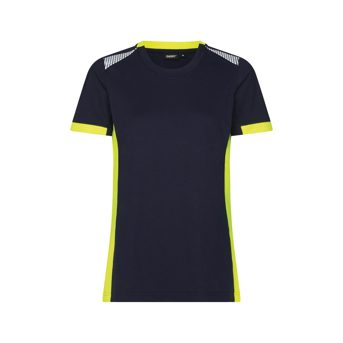 DASSY® Tampico Women Damen-T-Shirt, Logix, Rundhals, COPES 03, Reflexdetails, OEKO-TEX® Standard 100, Art. 710070 nachtblau/neongelb 2XL
