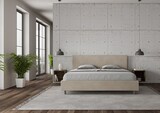 thumbnail of Letto matrimoniale king size con rete imbottito 200x210 microfibra sabbia Adele
