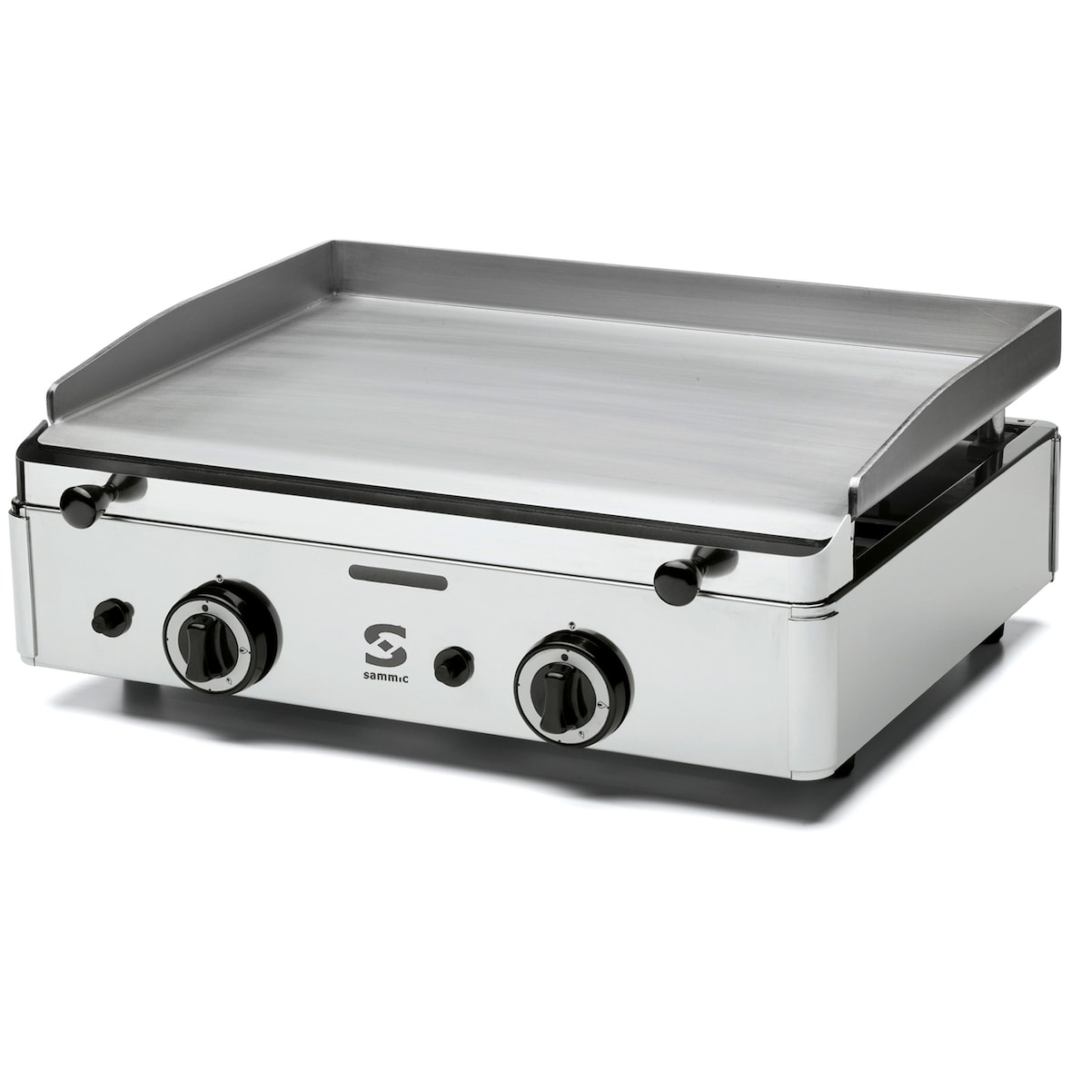 SAMMIC Plancha de gas de acero inoxidable, superficie de 583 x 395 mm mod. SPG-601. 2 quemadores.