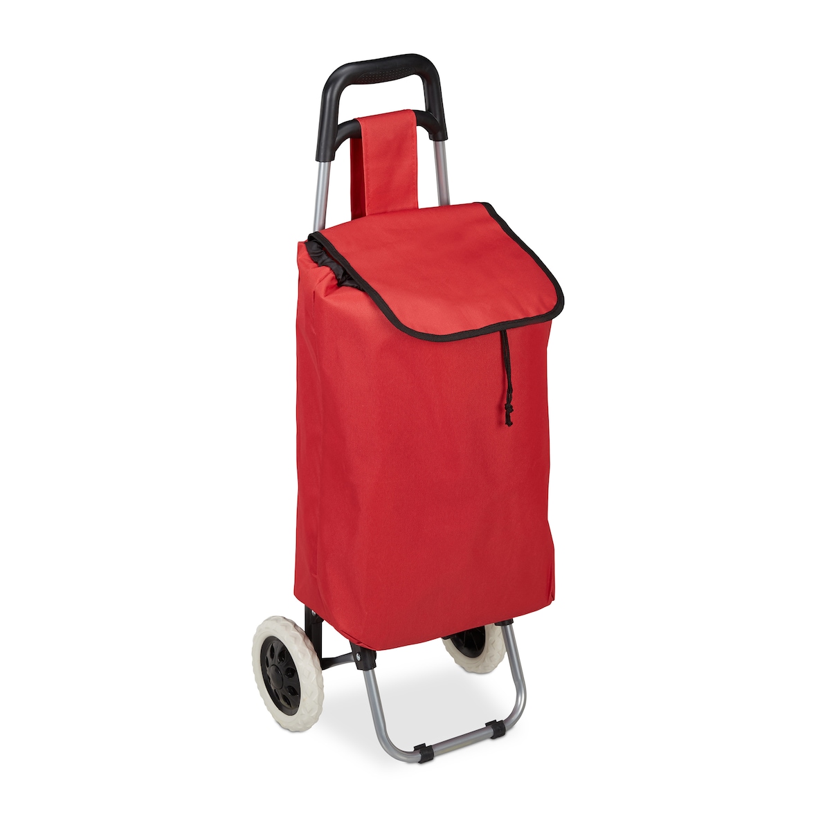 Relaxdays Einkaufstrolley klappbar, Abnehmbare Tasche 28 L, Einkaufswagen mit Rollen HxBxT: 92,5 x 42 x 28 cm, rot