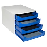 thumbnail of EXACOMPTA Cassettiera Ecobox 2286104D, 4 cassetti, box in PS e cassetti in Ppl, (PxlxAlt) 34,8x28,4x23,4 cm, gamma Office box grigio/cassetti blu