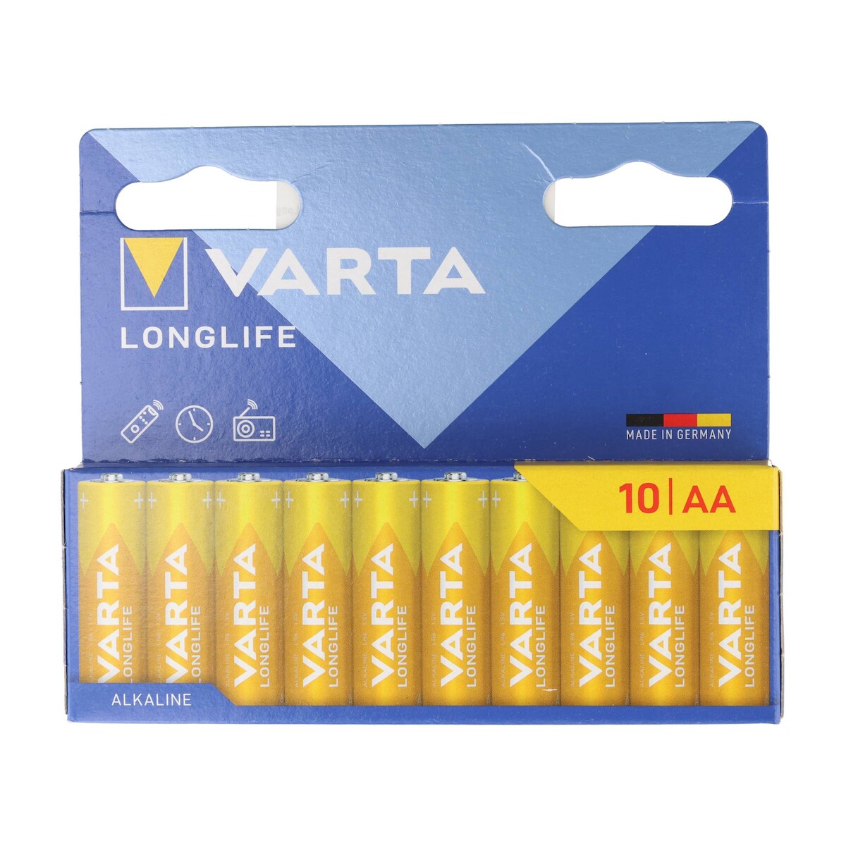 Varta Batterie Alkaline, Mignon, AA, LR06, 1.5V Longlife, Retail Blister (10-Pack)
