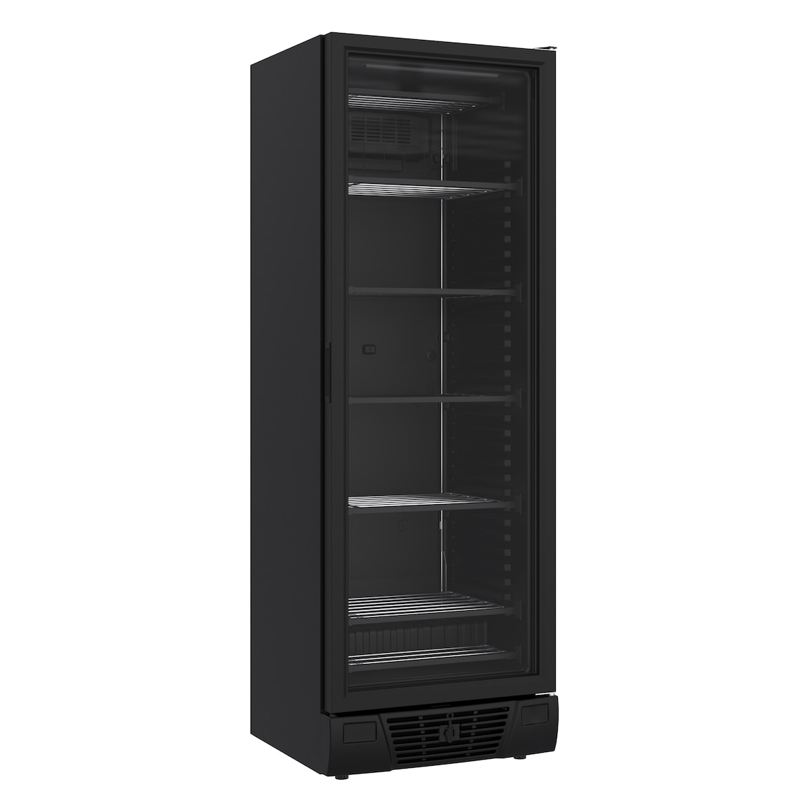 Chefgastro Tiefkühlschrank 1 Glastür Schwarz 382L HxBxT 187,5x64x67cm, Freistehend