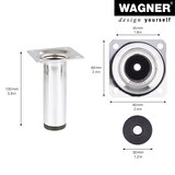 thumbnail of WAGNER Möbelbein CLASSIC RETRO - Ø 30 x 100 mm, Anschraubplatte 60 x 60 mm, Gewinde Ø 10 mm, Stahl verchromt - 12151001