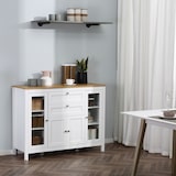 thumbnail of HOMCOM Aparador de Cocina con Armario 2 Cajones 2 Puertas de Vidrio y Estantes Ajustables Muebles Auxiliar de Almacenaje para Comedor 120x40x90 cm