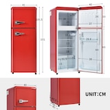 thumbnail of Retro-Kühlschrank Doppeltür 92L Kühlvolumen 28L Gefrierfach 45dB Rot 105x41x45 cm LED-Beleuchtung kompakt