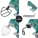 thumbnail of H.Koenig KM128 keukenmachine, professioneel, multifunctioneel, 5 L, roestvrij staal, matgroen, krachtig, 800 W, 8 snelheden