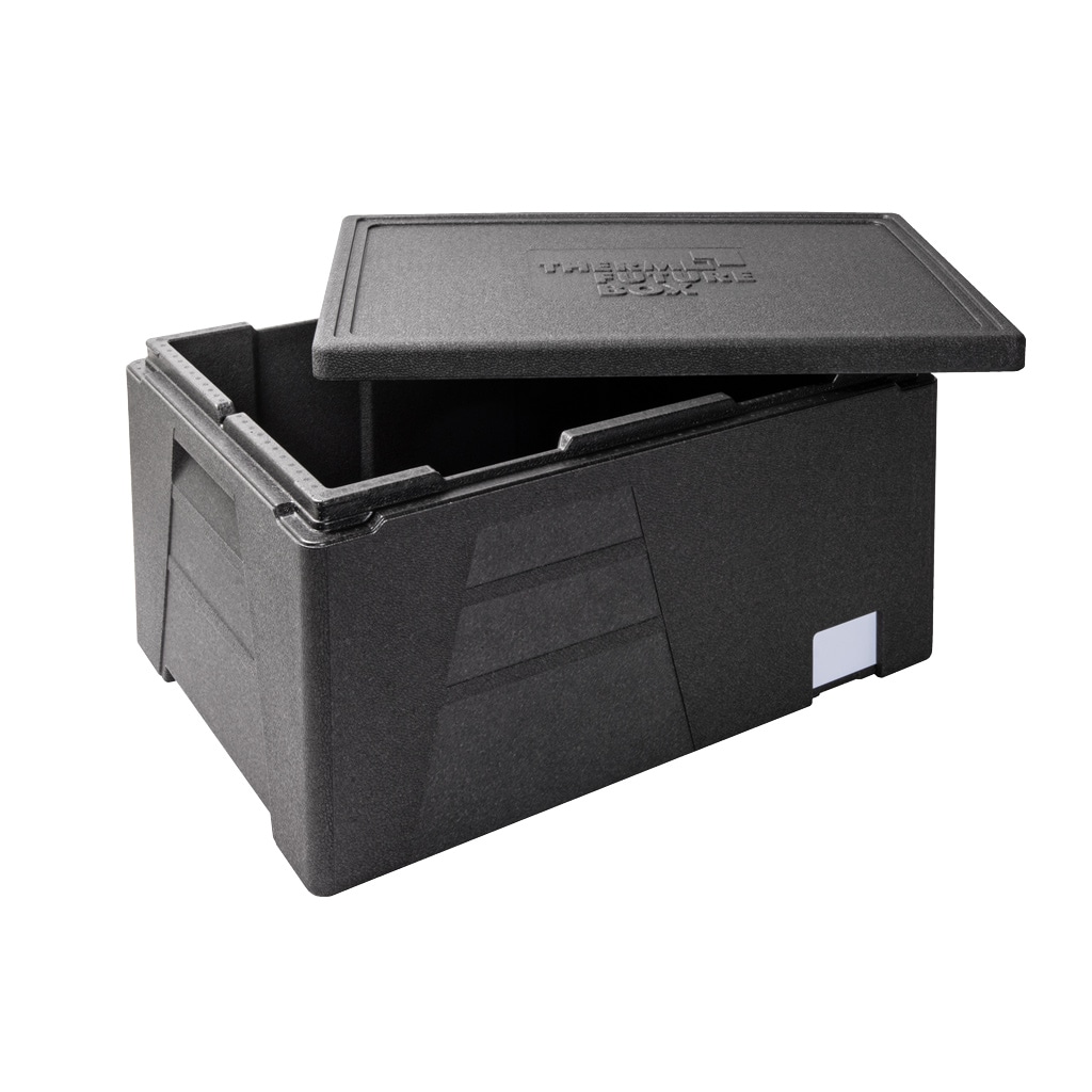 Thermo Future Box, GN 1/1 Premium PLUS, Isolierbox schwarz mit Deckel, wasserdichte Oberfläche, 270 mm tief, 49 Liter